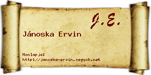 Jánoska Ervin névjegykártya
